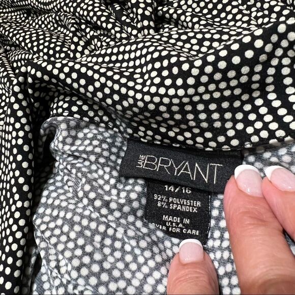 PLUS SIZE Lane Bryant Black & Cream Long Sleeve stretchy Blouse size 14/16 - Picture 6 of 7